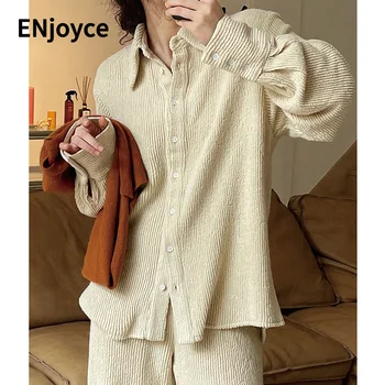 Женские Простые домашние Ленивые Свободные Рубашки, Повседневная блузка в Корейском стиле с рукавом-фонариком, Модная рубашка с широкими плечами, Топы Winer