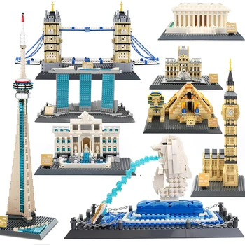 Архитектурная модель строительные наборы блоки Белый дом Лувр Елизавета Лондонская Башня Пирамида наборы кирпичей город детские игрушки своими руками