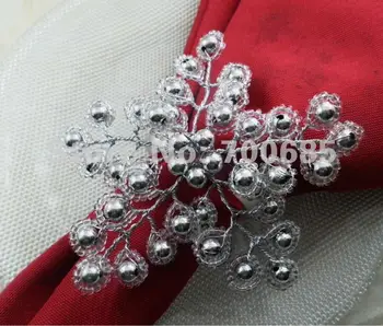 серебряное кольцо для салфеток в виде ветки из бисера, держатель для салфеток в виде цветка из бисера
