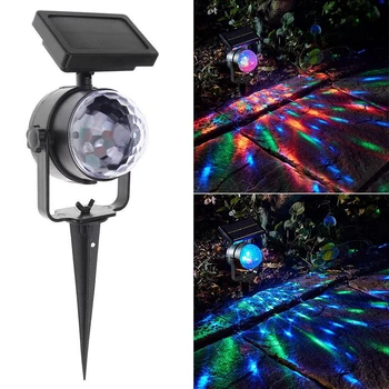 Уличная лампа для лазерного проектора на лужайке, вращающийся на солнечной энергии RGB-кристалл, Волшебный шар, свет для дискотеки, лампа для Рождественской вечеринки