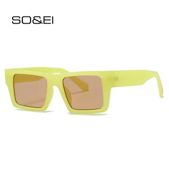 SO & EI Модные квадратные женские солнцезащитные очки в ретро-двухцветной градиентной оправе UV400, мужские трендовые солнцезащитные очки