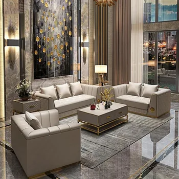 Современный кожаный диван для роскошной гостиной, высококачественная мебель, Диван из воловьей кожи первого слоя