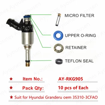 10 комплектов/40 штук Комплект для ремонта топливной форсунки GDI для 35310-3CFA0 0261500096 для запасных частей Hyundai Kia Motors (AY-RKG905)