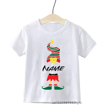 Персонализируйте футболки с рождественским названием, топы для детской одежды, рубашки для мальчиков и девочек, футболки для рождественской вечеринки, одинаковые футболки для семьи