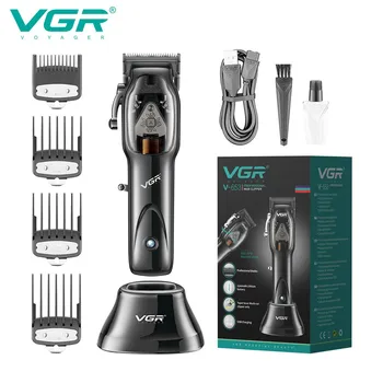 VGR Новая мощная электрическая машинка для стрижки волос с зарядкой на базе бритвы, парикмахерский салон, профессиональные электрические ножницы V-653