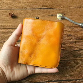 Простой винтажный мужской кошелек из высококачественной натуральной кожи, повседневный дизайнерский роскошный кошелек для удостоверения личности из натуральной воловьей кожи, кошелек для монет