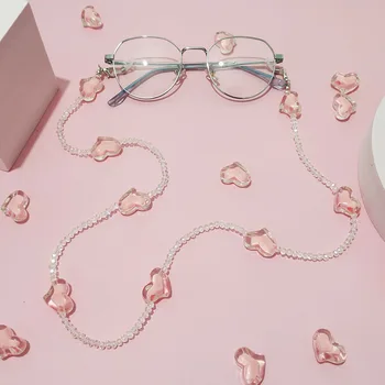 Модная Цепочка для солнцезащитных очков с розовым кристаллом 