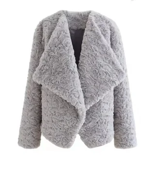 Зимнее пальто, женское новое однотонное пальто из искусственного меха с длинным рукавом для женщин