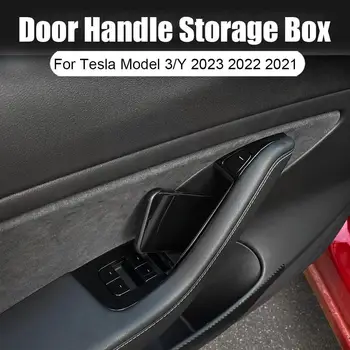 Дверной Ящик Для Хранения Tesla Модель 3 Y 2023 2022 2021 Коробка Для Хранения Дверных Ручек Боковой Стекающийся Лоток Скрытый Органайзер Автомобильный Интерьер L7D9