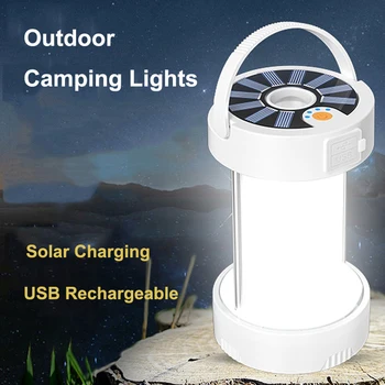 Уличные кемпинговые фонари, яркий светодиодный фонарь на солнечной батарее, USB-перезаряжаемый аварийный фонарь, Многофункциональный фонарь для палатки