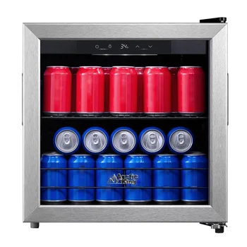Холодильник для напитков King на 48 банок с электрическим управлением, вид из нержавеющей стали, ARV48B1AST