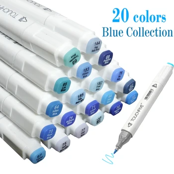 Маркерные ручки TouchFive 20 Цветов, Спиртовые маркеры, Набор синего Цвета, Океан, Небо, Модная Канцелярская ручка для школьных маркеров для рисования