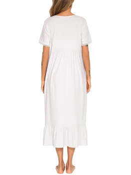 Женская ночная рубашка без рукавов с кружевной отделкой в цветочек и гофрированным подолом, мягкое платье для сна, летняя пижама