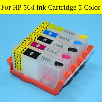 5 Цветной Чернильный картридж 564 XL Для HP 564 Для принтера 7510 B8550 C5380 C6375 C6380 C510A D5460 с чипом автоматического сброса