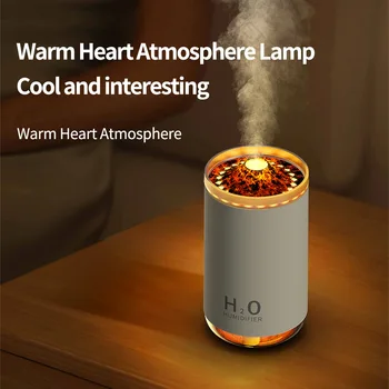 Мини-Увлажнитель воздуха с вулканическим пламенем, диффузор эфирного масла, USB Портативный Очиститель с ночником, Ароматические увлажнители воздуха