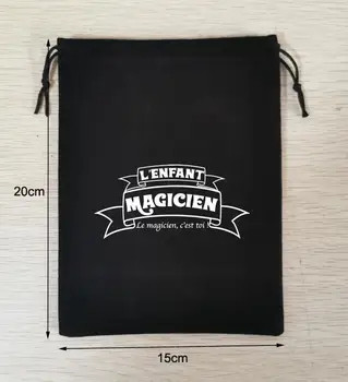 100 шт. с логотипом 17x23 см и 100 шт. с логотипом 15x20 см, черные бархатные сумки, мешочки на шнурке с белым логотипом