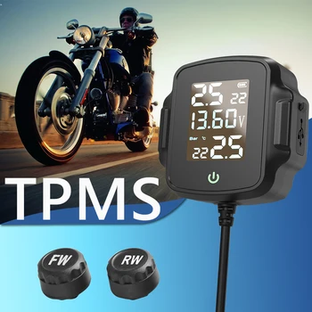 Мотоцикл TPMS Система Контроля давления в шинах Мотоцикла Сигнализация Температуры шин с QC 3.0 USB Зарядным Устройством для телефона Планшета