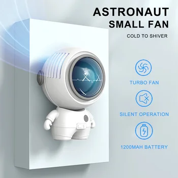Портативный вентилятор, ручной астронавт, тихий маленький USB-перезаряжаемый мини-вентилятор для шеи, для офиса в студенческом общежитии, ручной вентилятор