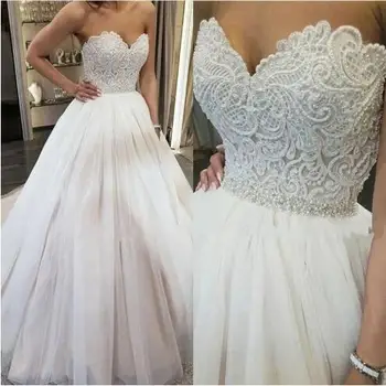 Бальное платье из белого тюля цвета слоновой кости с жемчугом в виде сердца, свадебные платья для невесты 2022, сделанные заказчиком, большие размеры