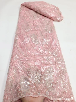 Новая Роскошная Кружевная ткань с вышивкой в африканском Стиле, Французская Сетчатая Кружевная ткань Для Вечернего платья Нигерии, Вечернее платье LY1620