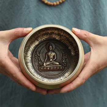 Статуя Будды, поющая чаша, Звуковая чаша Будды ручной работы, Медный колокольчик, звуковая чаша, Йога, медитация, СПА, Медные украшения