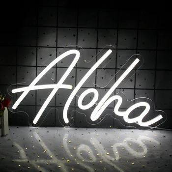 Неоновый светильник Aloha Aloha Неоновая Вывеска для декора стен Светодиодные Неоновые Художественные Декоративные Светильники с USB для Спальни Детской Комнаты Клубного Бара и Вечеринки