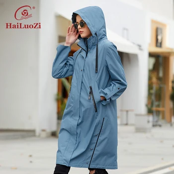 HaiLuoZi, новое женское весеннее пальто 2022, высококачественная женская куртка средней длины, Модная повседневная одежда С капюшоном, ветрозащитная верхняя одежда 9722