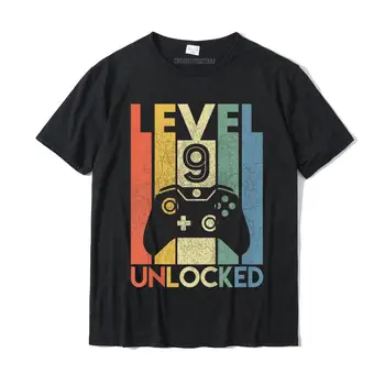 Разблокированная рубашка 9-го уровня, Забавная футболка для видеоигр на 9-й день рождения С принтом на персонализированных топах, хлопковые мужские футболки от компании
