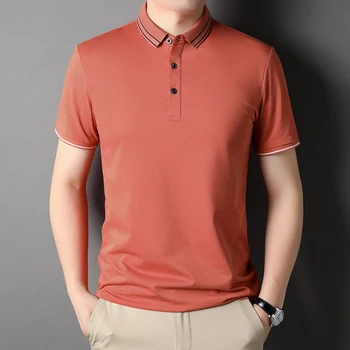 Бренд 2023, Новая дизайнерская Роскошная летняя мужская рубашка высокого класса с коротким рукавом и лацканами, Повседневный Удобный топ, модная мужская одежда